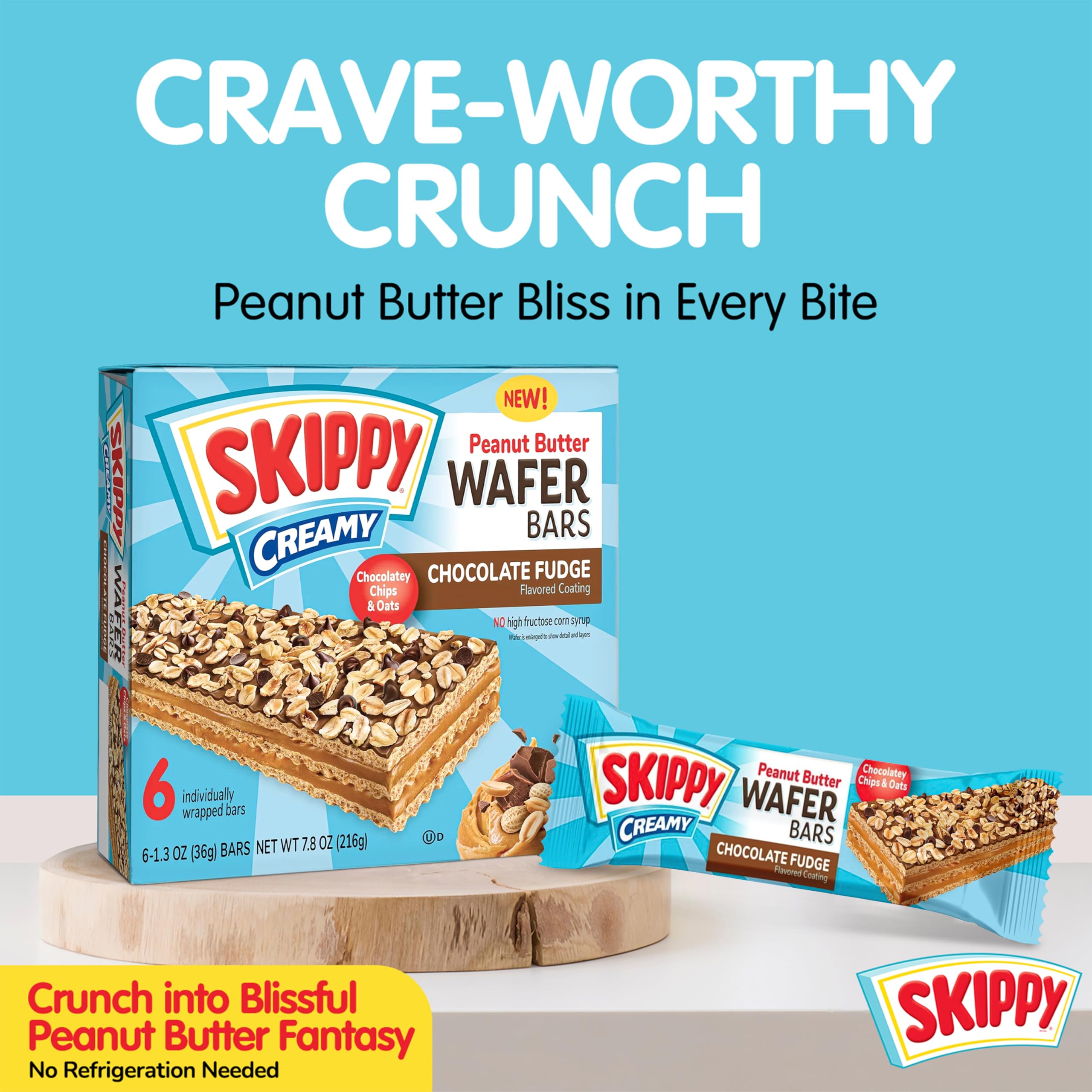 Quality Skippy Creamy Peanut Butter And Chocolate Fudge Wafer Snack Bar, 1.3 Oz, 6 ct (Pack of 6-36 ct)
