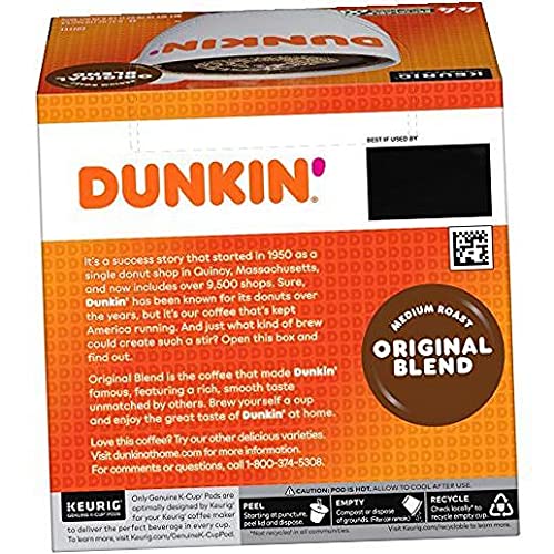 Quality Dunkin' Original Blend Medium Roast Coffee, 44 Keurig K-Cup Pods .2.pack 22 Count (Pack of 2)