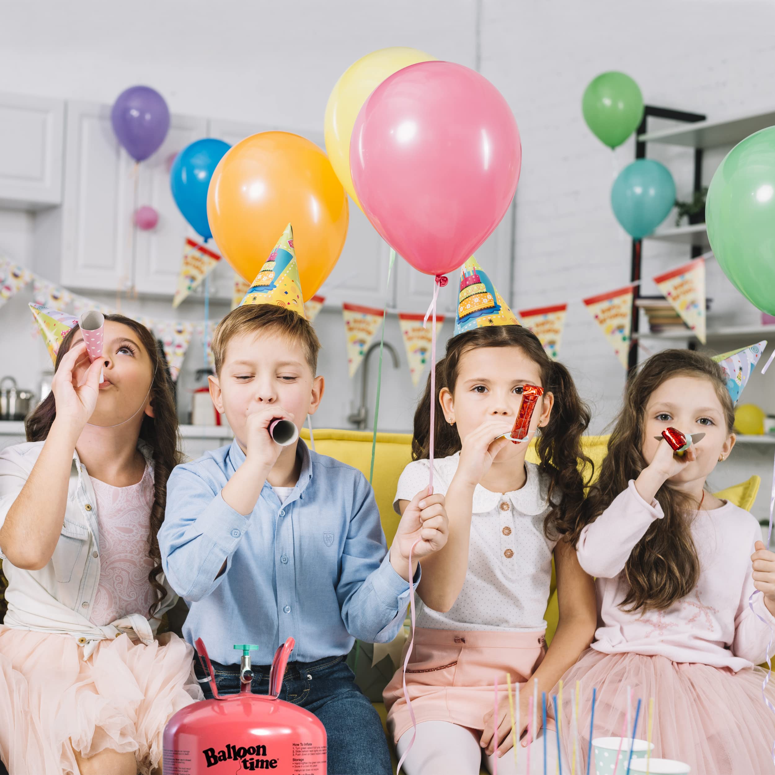 Quality Helium Tank for Balloons At Home, 14.9 Cu Ft Helium Balloon Pump Kit with 50 Assorted Latex Balloons, White Curling Ribbon and Wholesalehome Balloon Tie Tool, 3 Pack