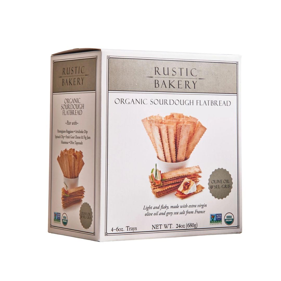 Premium Rustic Bakery Handmade Sourdough Flatbread Cracker Bites - Crackers for Cheese Platter, Snacking, or Charcuterie Crackers - Made in California - Pack of 4-6 Oz Bags