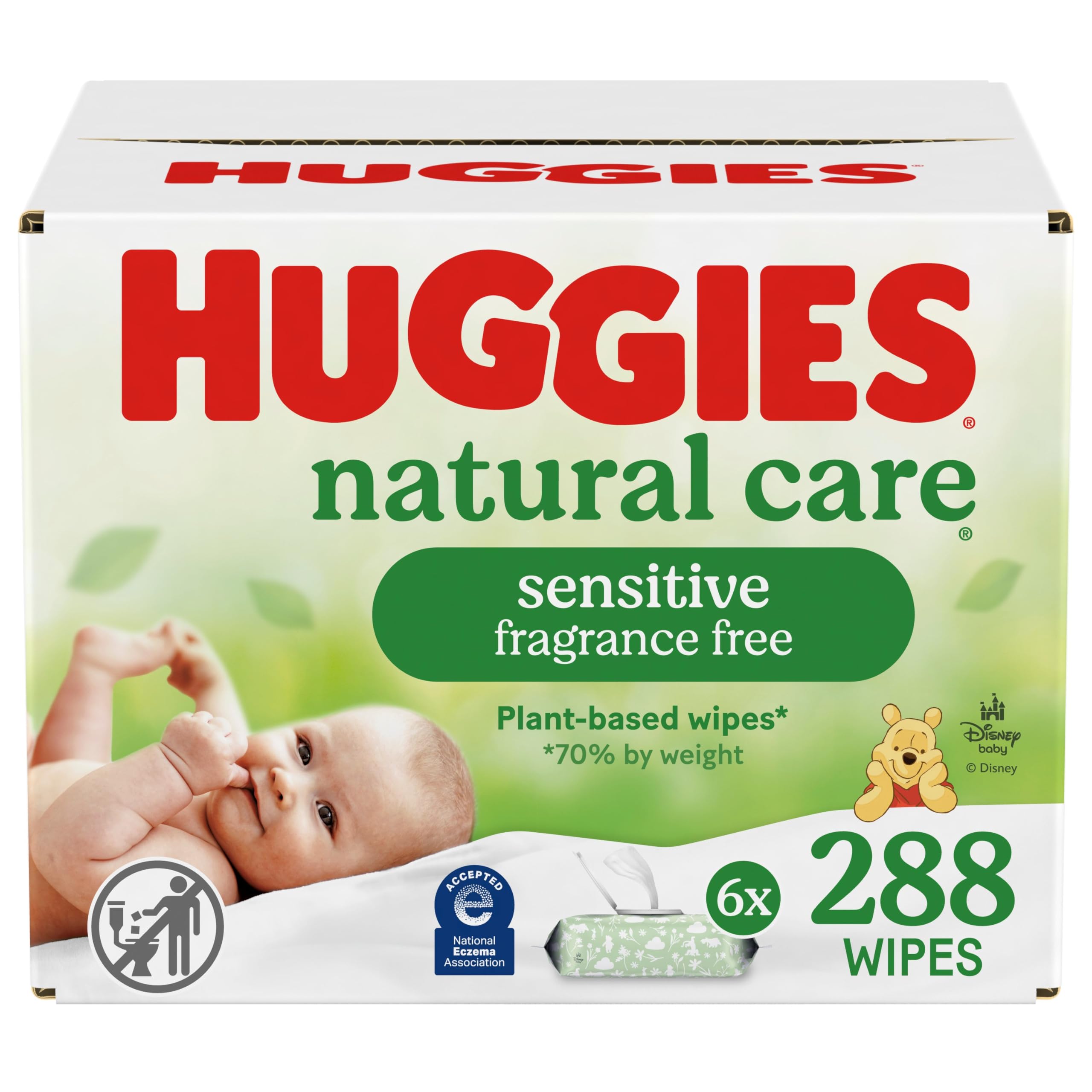 Premium Huggies natural care Unscented Sensitive flip top lid