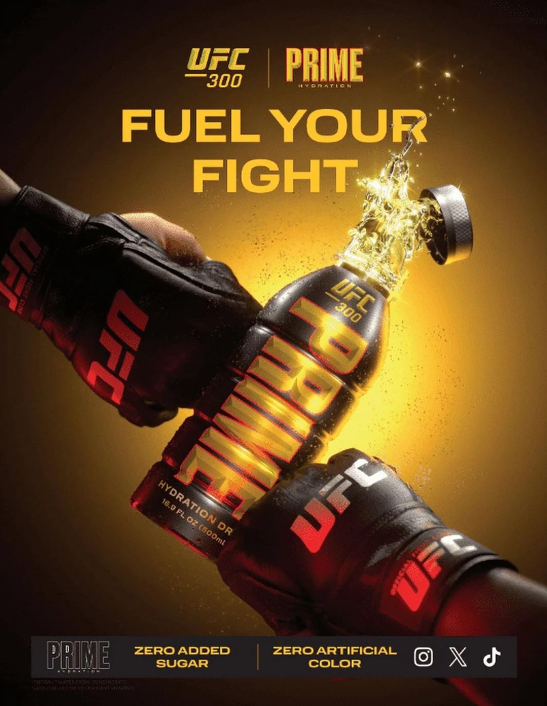 Quality Prime Hydration Drink, UFC 300 Edition, 16.9oz, Single Bottle