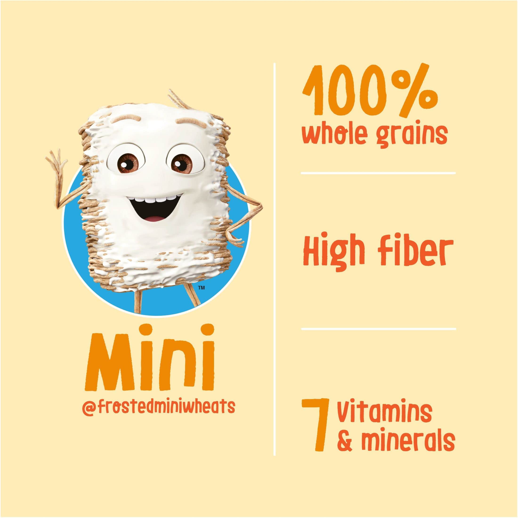 Nutritious Kellogg's Frosted Mini-Wheats Cold Breakfast Cereal, Whole Grain, High Fiber Cereal, Kids Snacks