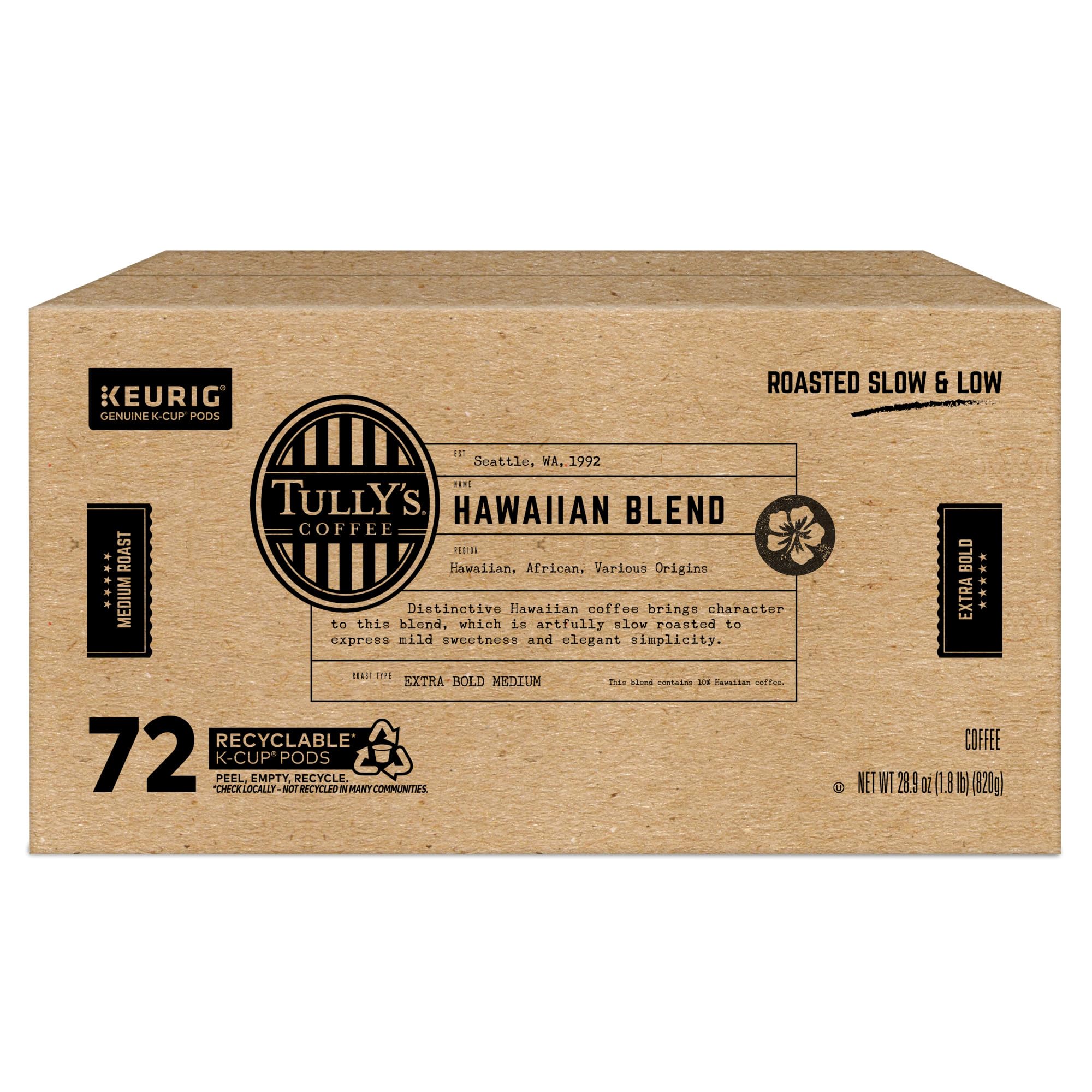 Premium Tully's Coffee French Dark Roast, K-Cup for Keurig Brewers