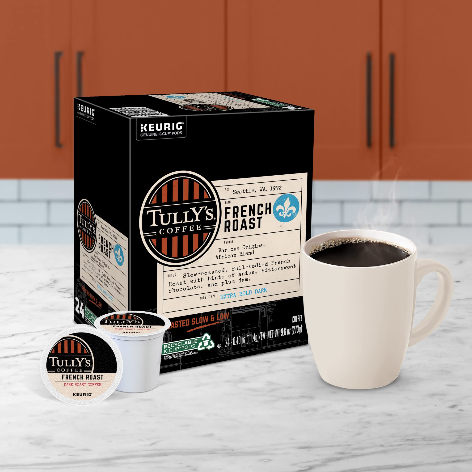 Quality Tully's Coffee French Roast, Keurig Single-Serve K-Cup Pods, Dark Roast, 96 Count