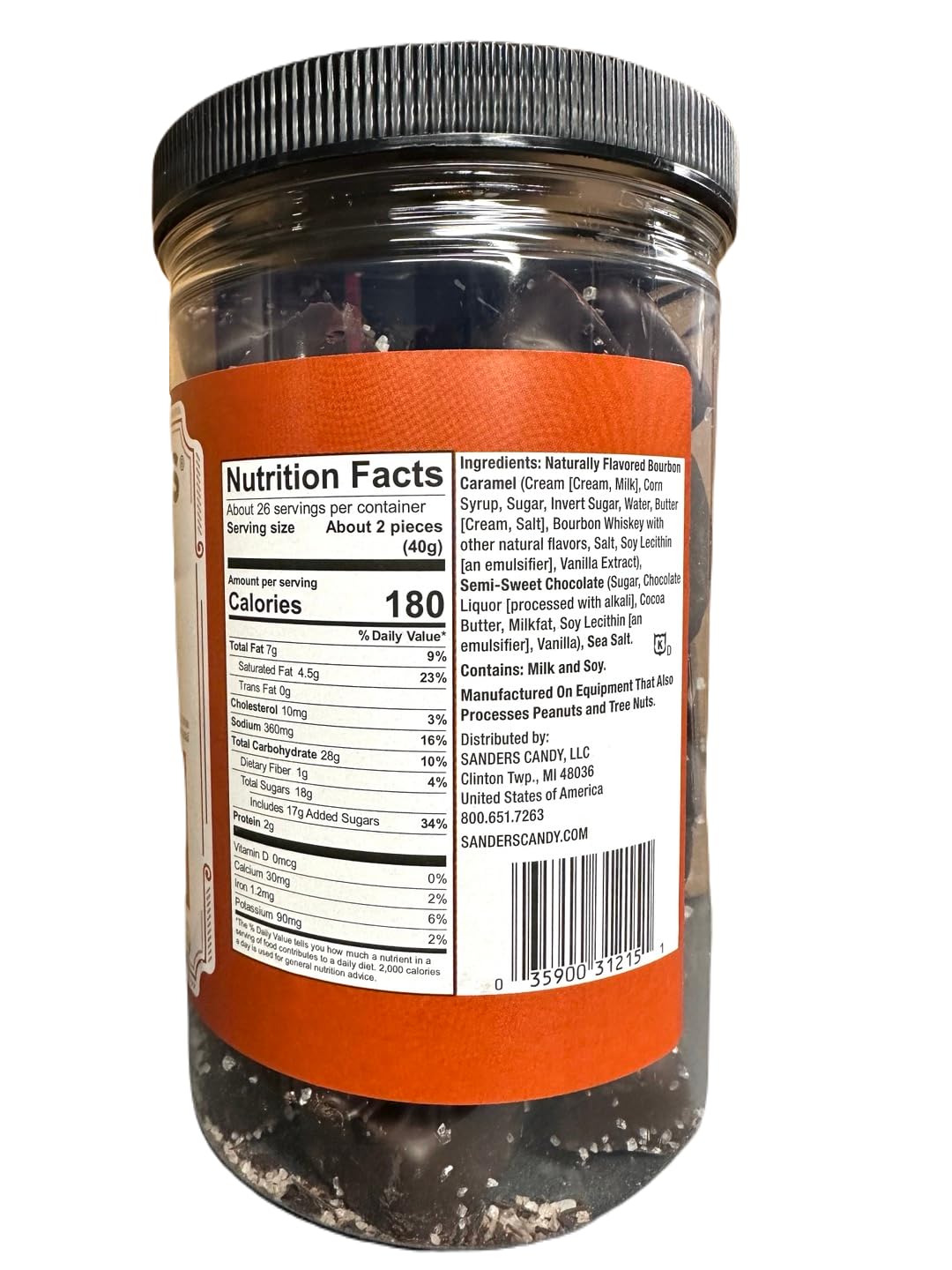 Premium Sanders Dark Chocolate Sea Salt Bourbon (36 oz.), Big