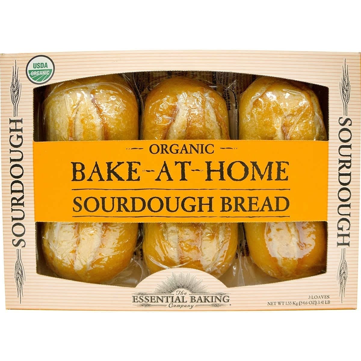 Premium Bake-At-Home Organic Sourdough 3 Loaves 54.6 Oz/1.55 Kg. - 2 pack