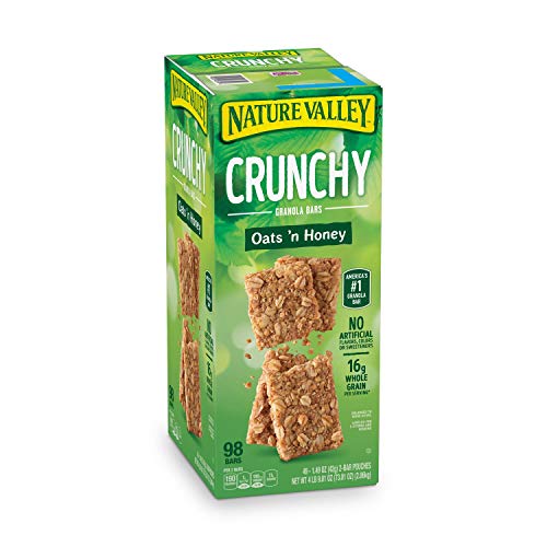 Premium Nature Valley Crunchy Granola Bars Oats 'N Honey - 98 Bars Of 2 bar Pouches of 49ct-1.49oz