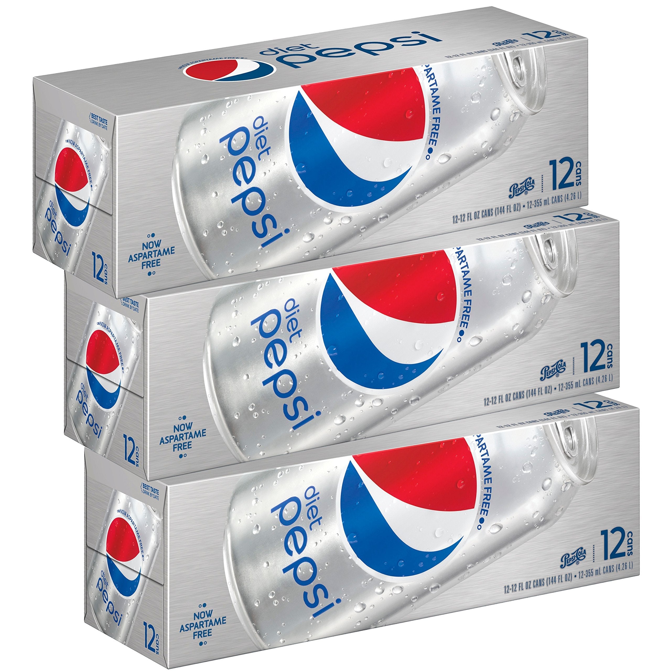 Quality Diet Pepsi Soda, Fridge Pack Bundle, 12 fl oz, 36 Cans