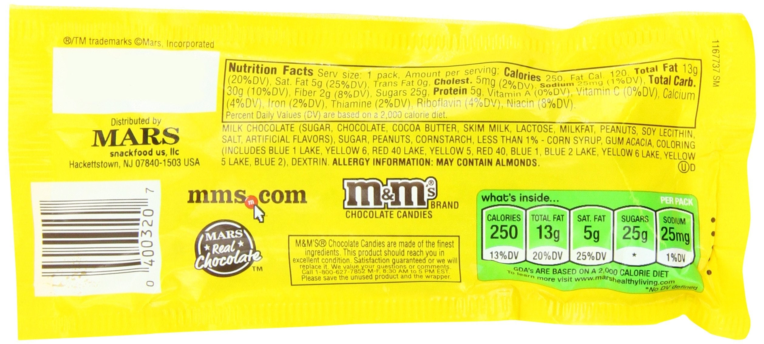 Quality M&Ms Peanut Chocolate Candy - Singles, 48-Count - Free Shipping Available