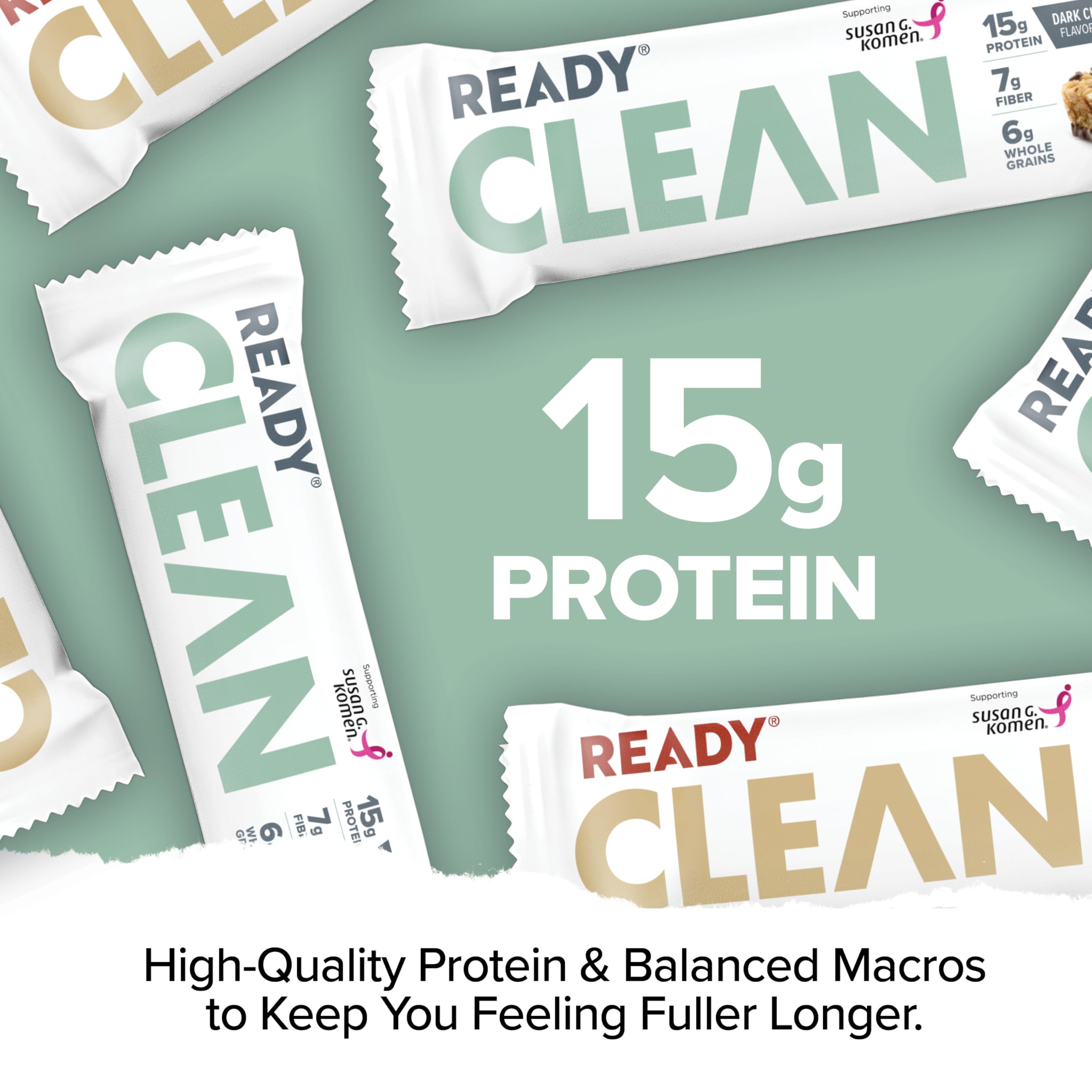 Quality Ready Nutrition CLEAN Bar, 15g Protein for Lean Muscle Mass, 7g Fiber for Satiety, Great for Muscle Building, Muscle Recovery and Weight Loss - Variety Pack (Pack of 24)