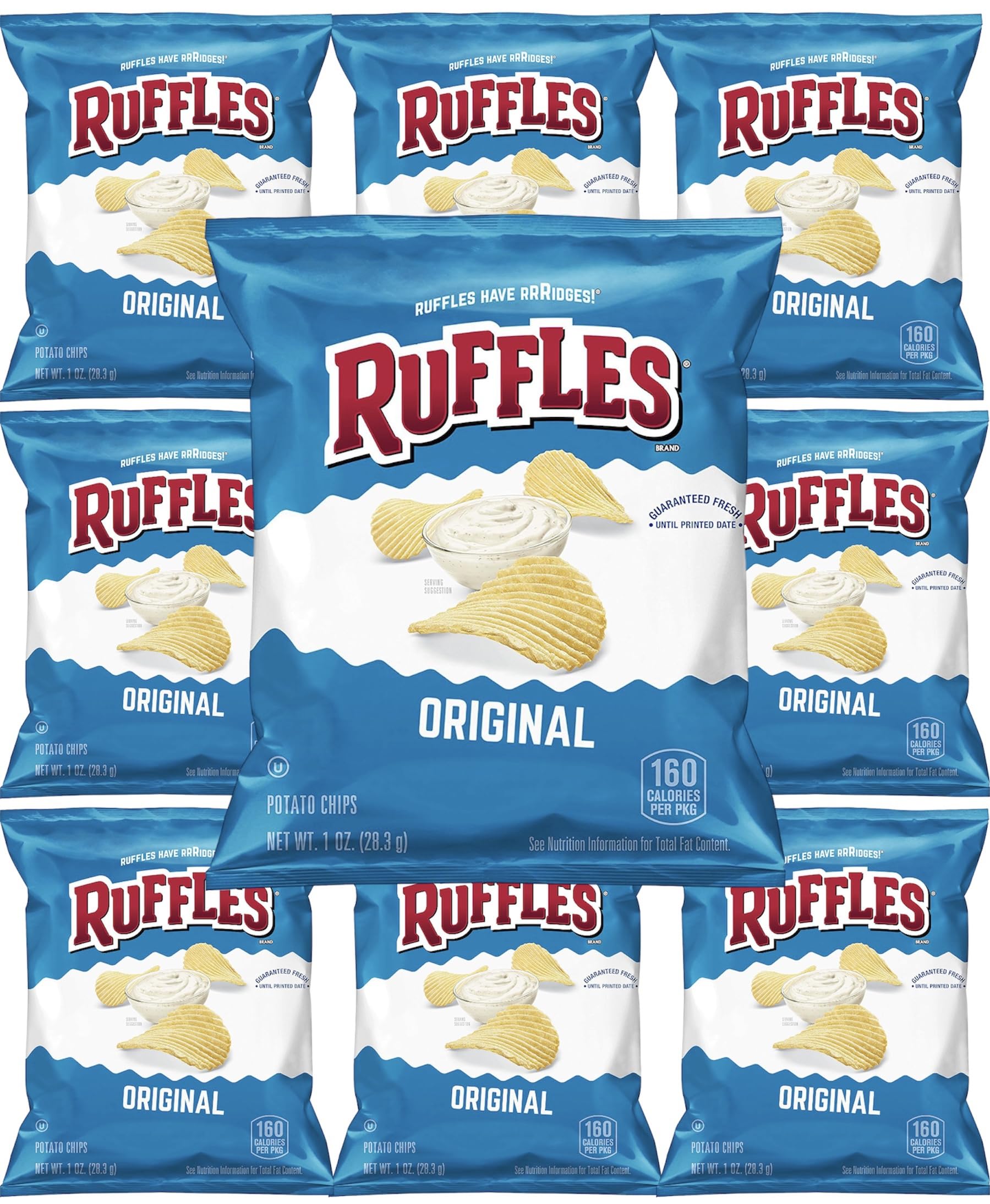 Premium Ruffles Original Potato Chips, 1oz, 10 Count - Limited Time Offer
