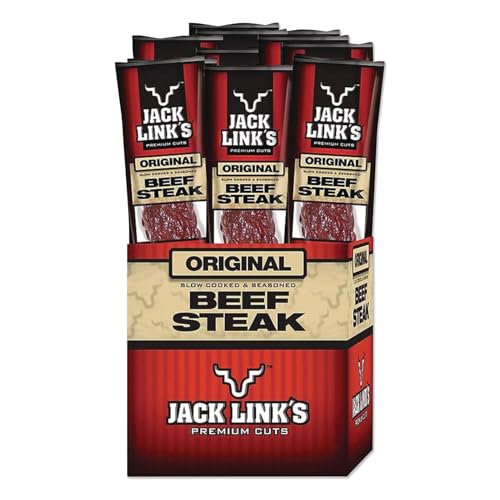 Jack Link's Premium Cuts Beef Steak, Original – Protein Snacks, Meat Snack with 11g of Protein, Made with 100% Beef, Individually Wrapped Bulk Snack Pack for Break Rooms – 1 Oz. (72 Count)