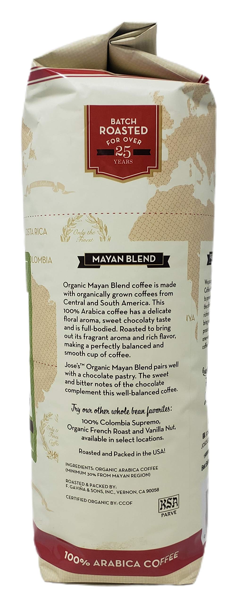 Quality CC Goods Jose's Organic Mayan Blend Whole Bean Coffee - Pack of 3 Bags - 40 oz Per Bag - 120 oz Total of Bulk Joses Gourmet Coffee - 100Percent Arabica Coffee - Medium Dark Roast