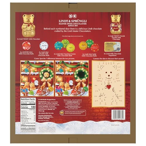 Premium Lindt Holiday Teddy Bear Chocolate Candy Advent Calendar