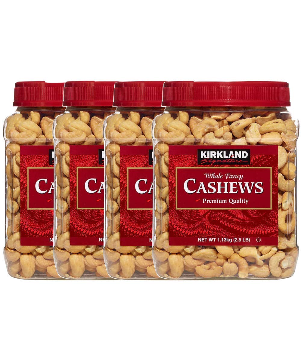 Premium Kirkland Signature Whole Fancy Cashews Salted and Roasted, 40 oz (Pack of 4)