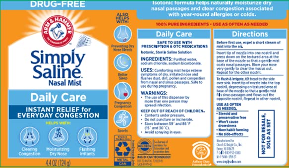 Quality Arm & Hammer Simply Saline Daily Care Nasal Mist 4.4oz, Saline Nasal Spray, Drug-Free, 3-Pack