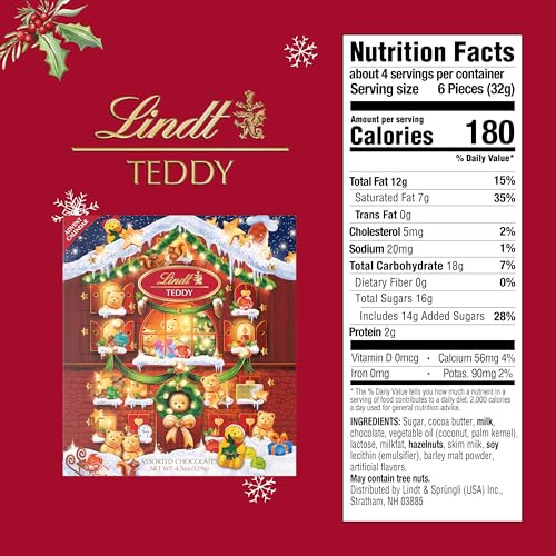 Premium Lindt Holiday Teddy Bear Chocolate Candy Advent Calendar