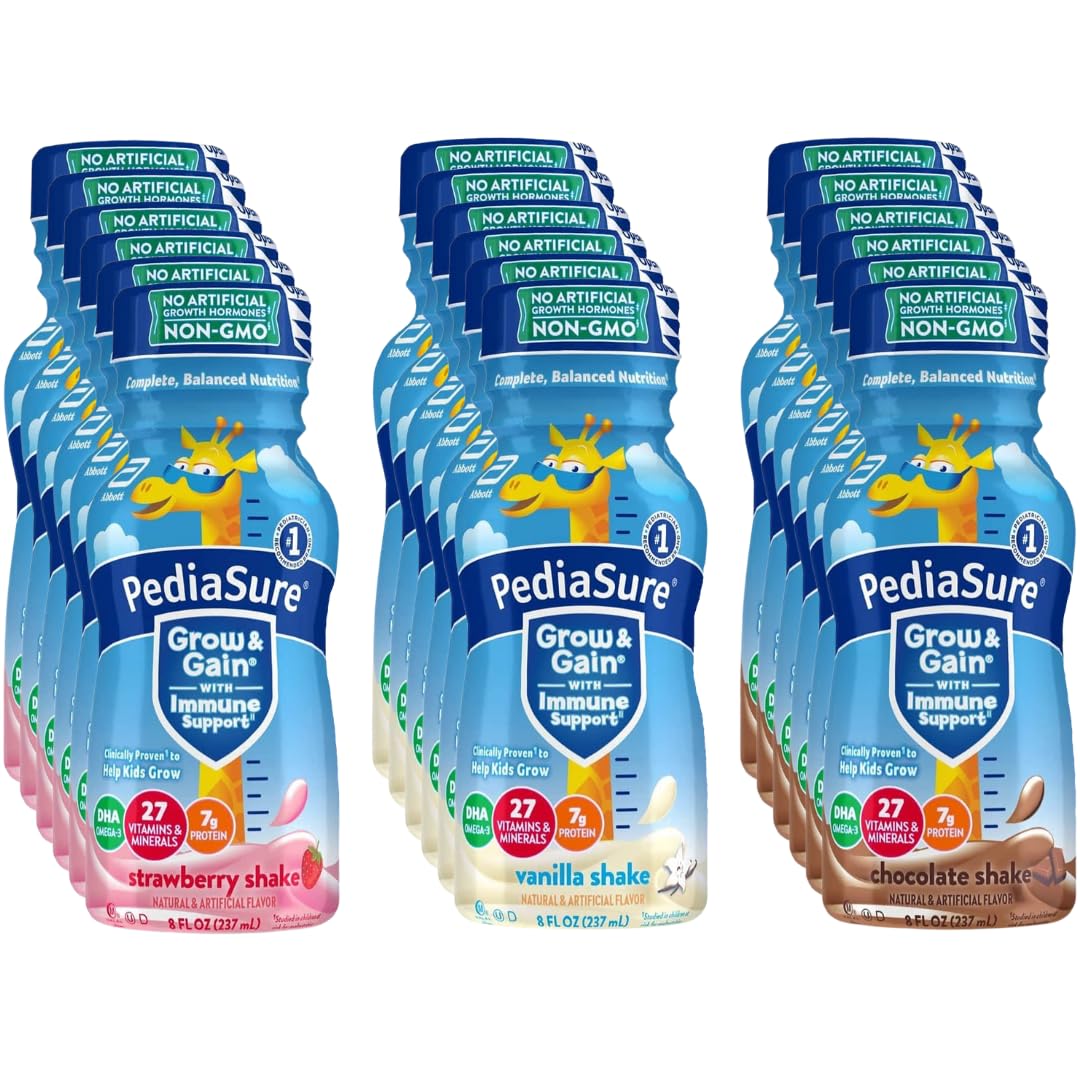 Quality PediaSure Grow & Gain Nutrition Shake for Kids, Immune Support Shake Variety Sampler Pack - 8 Fl Oz Bottles - By Obanic (18-Pack)