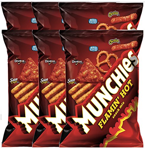 Quality Munchies Flamin’ Hot Snack Mix Net WT. 3 Oz Snack Care Package For College, Military, Sports (6)