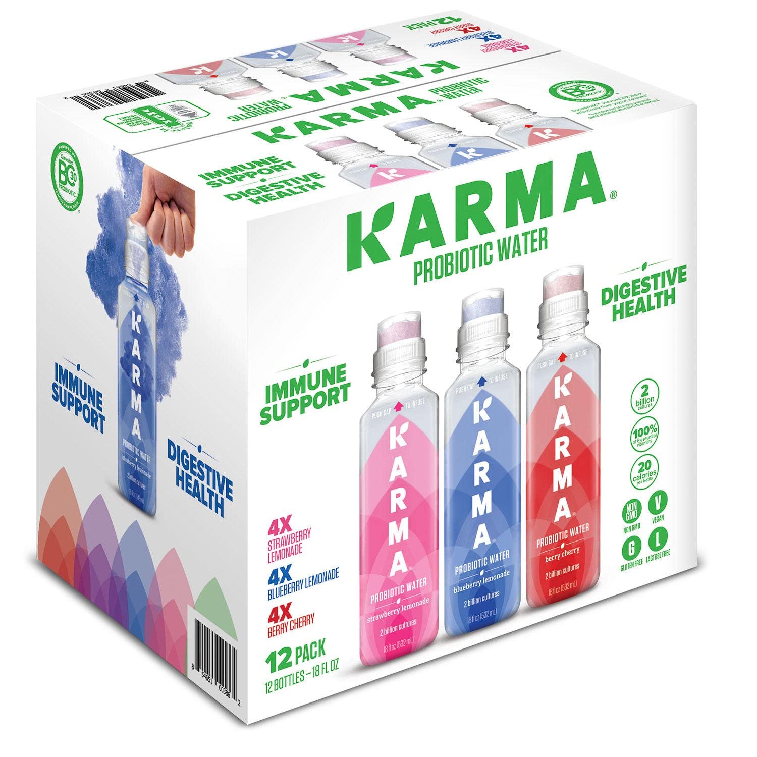 Quality Karma Culture Karma Probiotic Water Variety Pack (18oz/ 12Pk), 216 Fl Ounce