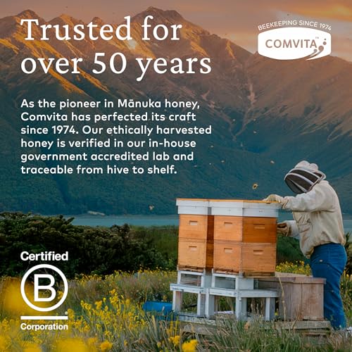 Quality Comvita Manuka Honey UMF 20+ (MGO 829+) - Raw Manuka Honey New Zealand, Pure & Unpasteurized, Superfood for Immune Health, Use in Tea, Wild, Monofloral, Non-GMO - 250g (8.8 oz)