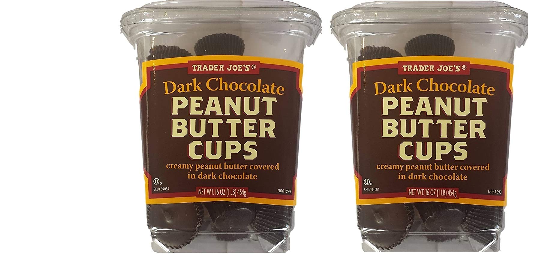 Organic Trader Joe's Dark Chocolate Peanut Butter Cups 16 oz Two Pack