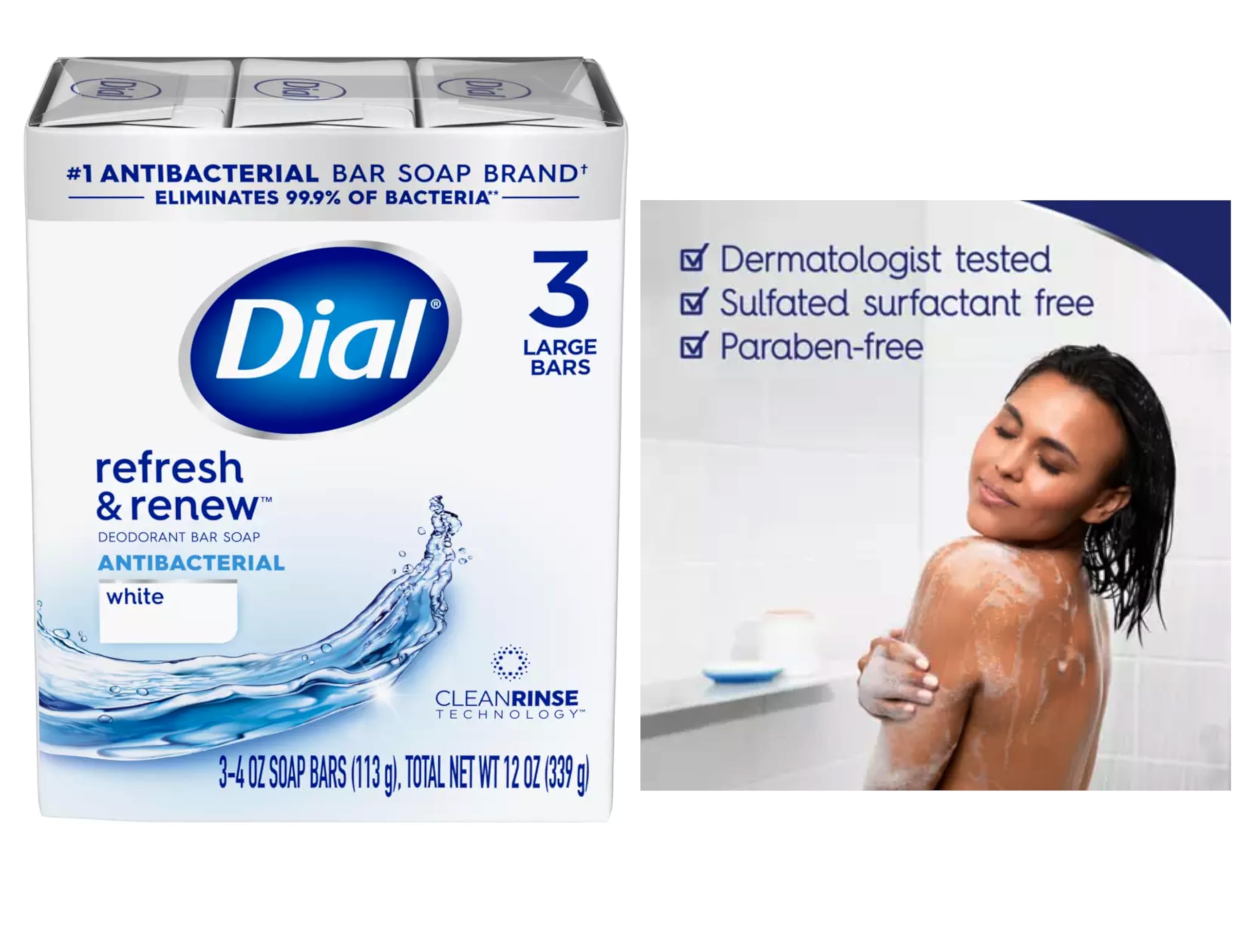 Premium Dial White Antibacterial Soap, 4-Ounces Bars, 6 Count