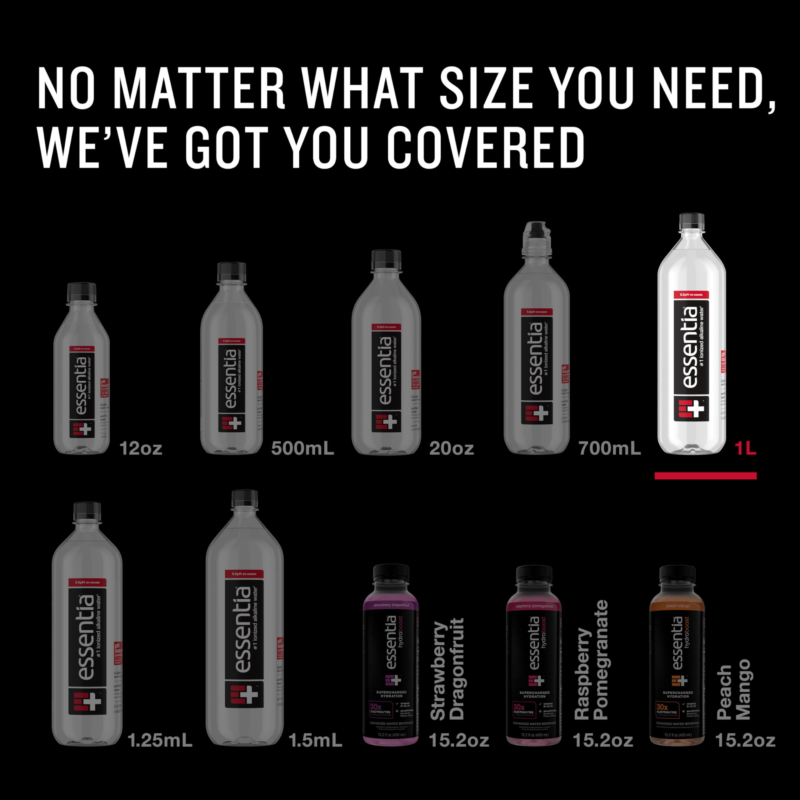 Quality Essentia Water Bottled, Ionized Alkaline Water:99.9% Pure, Infused With Electrolytes, 9.5 pH Or Higher With A Clean, Smooth Taste, 1 Litre (Pack of 12)