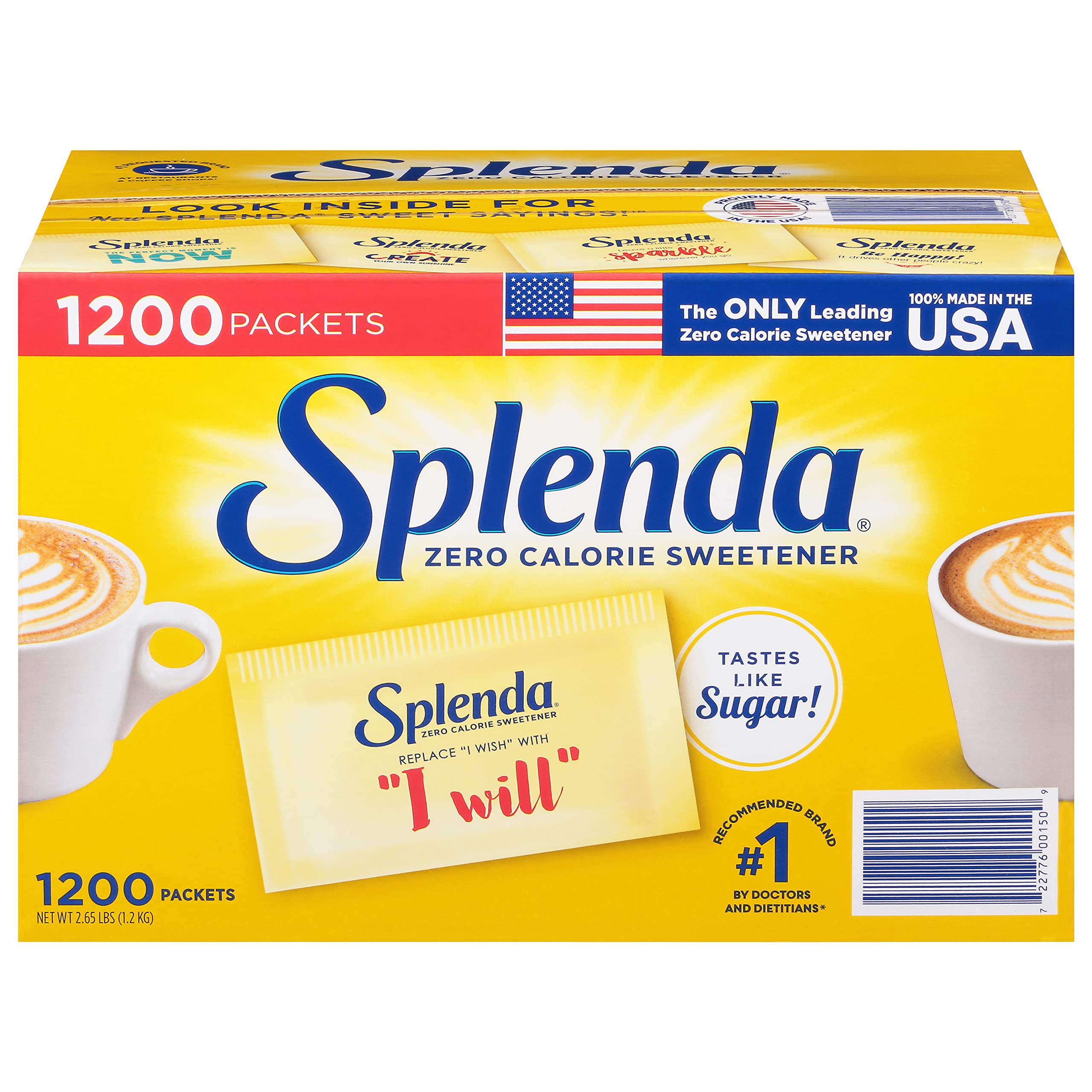 Premium SPLENDA Naturals No Calorie Stevia Sweetener, Single-Serve Packets