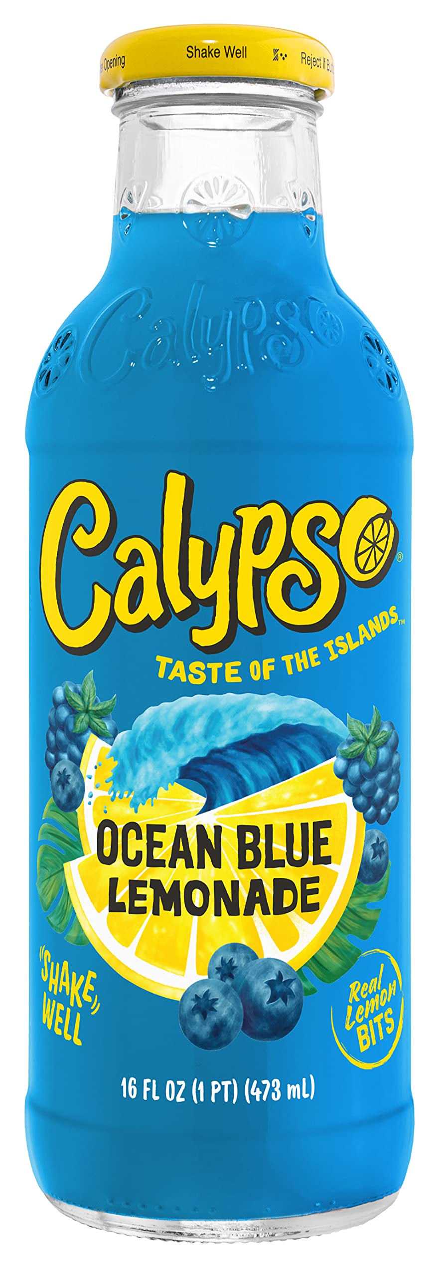 Quality Calypso Lemonades | Made with Real Fruit and Natural Flavors | Ocean Blue Lemonade, 16 Fl Oz (Pack of 12)